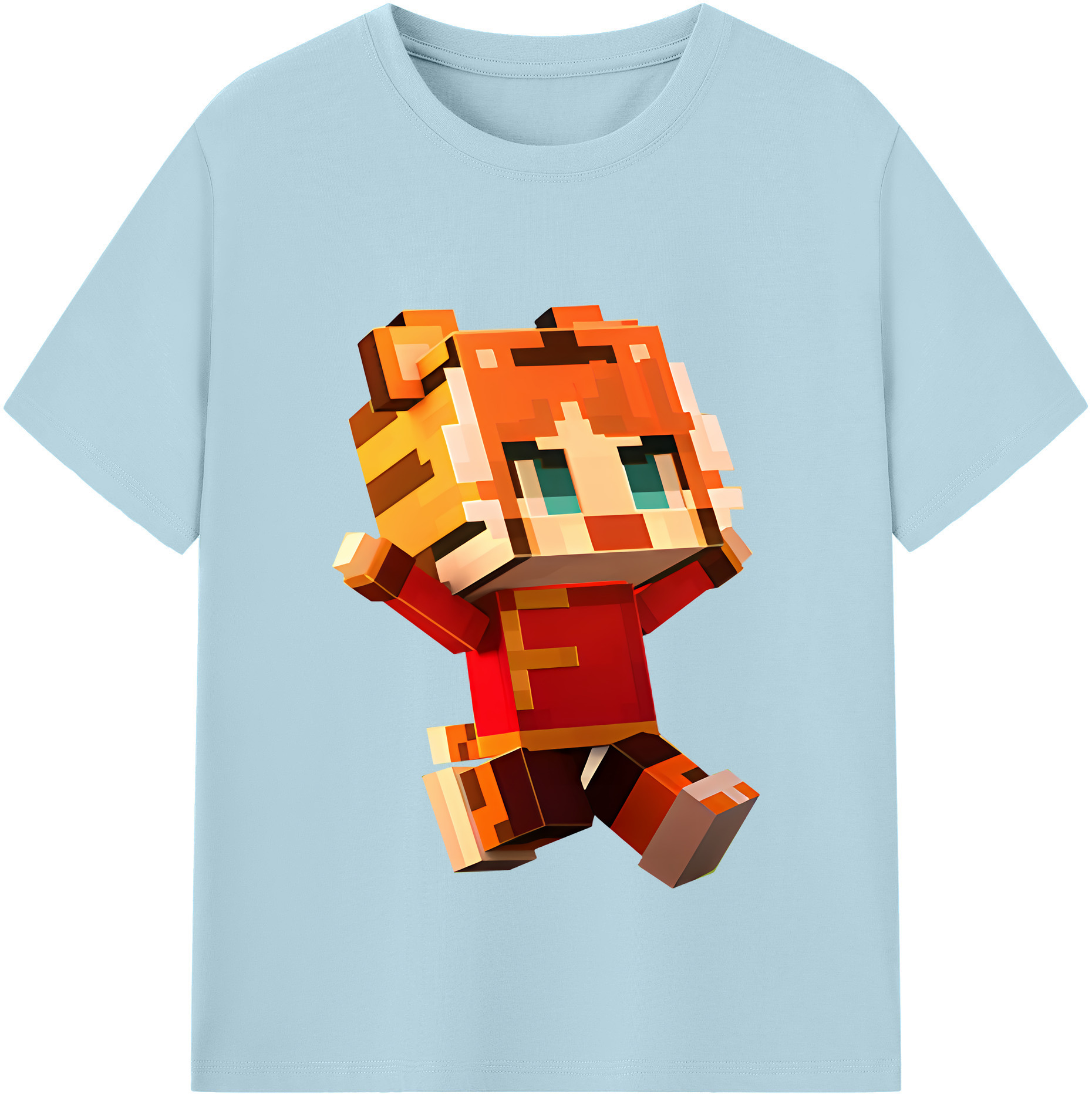 （画像用） マインクラフト ブロックの世界 Minecraft MC Block world 綿100％半袖Tシャツ（フロントプリント）